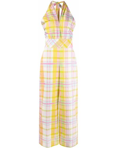 Boutique Moschino Check-print Halterneck Jumpsuit - Yellow
