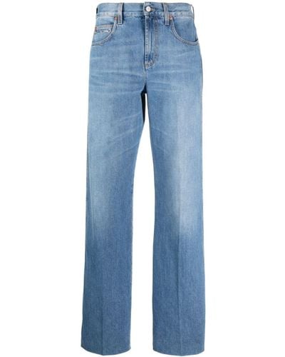 Gucci Gerade Jeans mit Horsebit-Spange - Blau