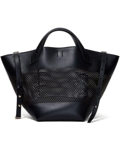 Proenza Schouler Grand sac à main PS1 en cuir perforé - Noir