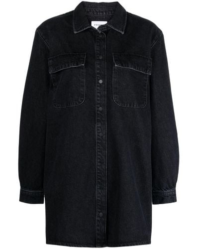 FRAME Robe-chemise en jean à coupe courte - Noir