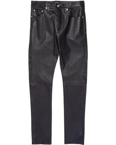 Purple Brand Logo-patch Leather Trousers - Grey
