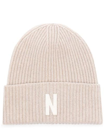 Norse Projects Logo-patch Ribbed Wool Beanie - Natural