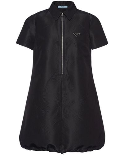 Prada Vestido corto con logo triangular - Negro