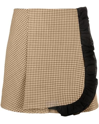 MSGM Ruffled-trim Check Mini Skirt - Natural