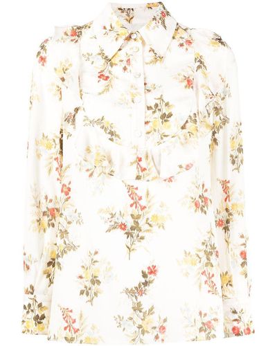 Erdem Floral-print Silk Shirt - White