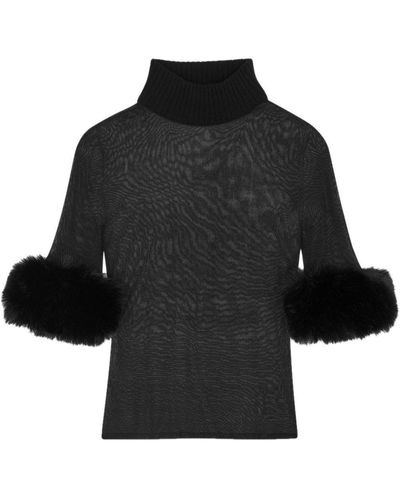 Saint Laurent Felpa semi trasparente a collo alto - Nero