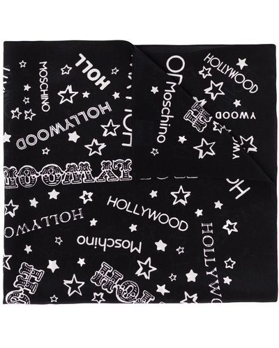 Moschino Hollywood ロゴ シルクスカーフ - ブラック