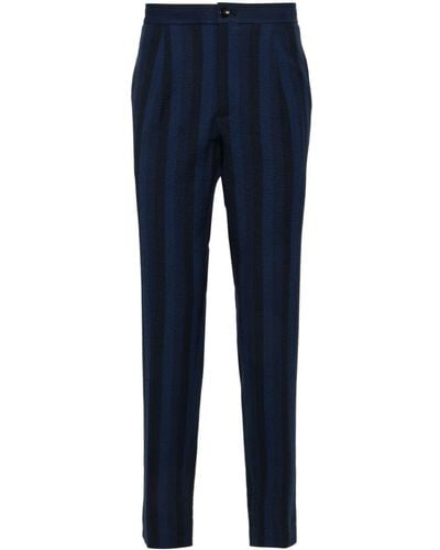 Incotex Striped mid-rise tapered trousers - Blau