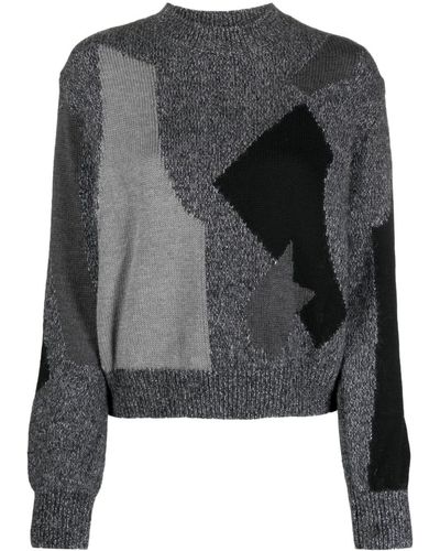 Moschino Colour-blocked Cotton-blend Sweater - Black