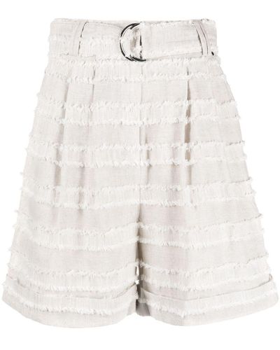 Max & Moi Fray-detailed High-waisted Shorts - White