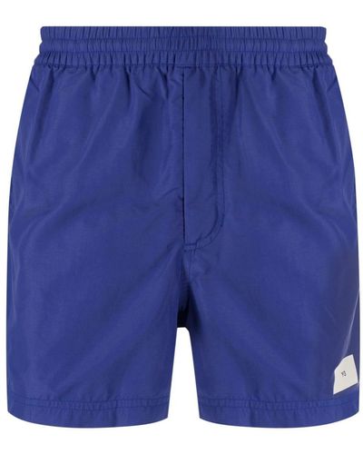 Y-3 Logo-patch Swim Shorts - Blue