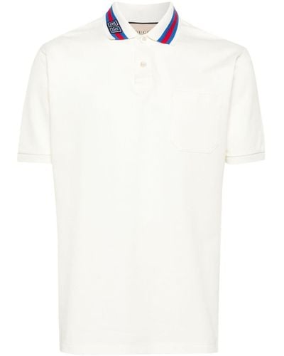 Gucci Poloshirt Aus Baumwoll-Piqué Mit Square GG - Weiß