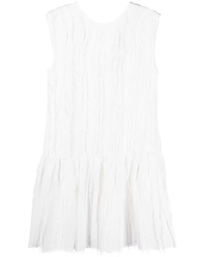 Lanvin Frayed-detail Tiered Minidress - White