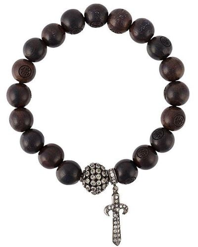 Loree Rodkin Bracelet de perles et pendentif à diamants - Marron