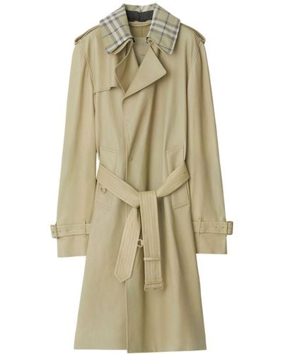 Burberry Detachable-collar Leather Trench Coat - Natural