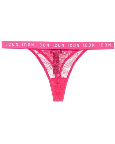DSquared² Icon Lace-panel Thong - Pink