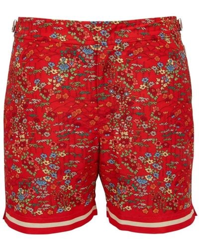 Orlebar Brown Costume da bagno Bulldog a fiori - Rosso