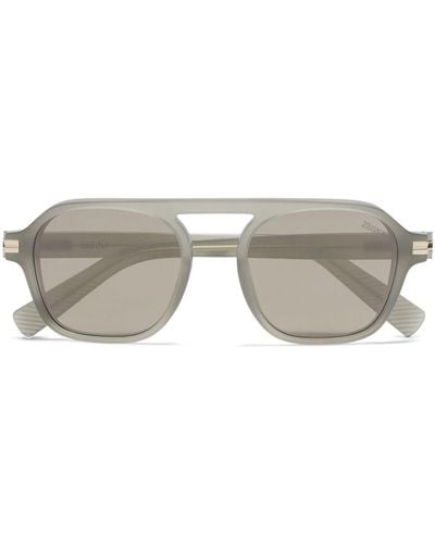 Zegna Aurora Ii Pilot-frame Sunglasses - Grey