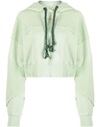 Khrisjoy Panelled Cropped Cotton Hoodie - Green