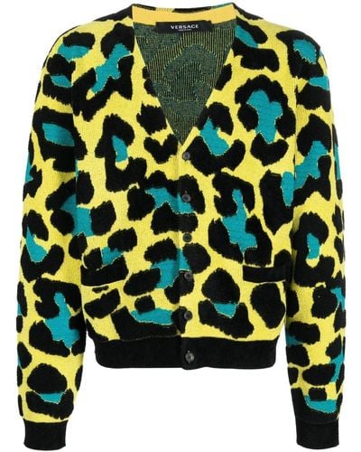 Versace Leopard-print V-neck Cardigan - Black