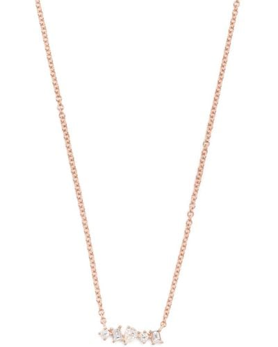 EF Collection 14kt Rose Gold Mini Bar Diamond Necklace - White