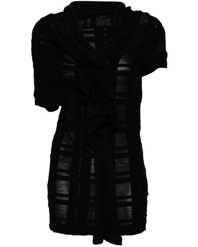 Yohji Yamamoto Asymmetric Short-sleeve Top - Zwart