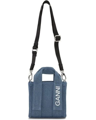 Ganni Mini Tech Tasche aus Denim - Blau