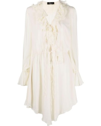 Blumarine ラッフルディテール ドレス - ホワイト