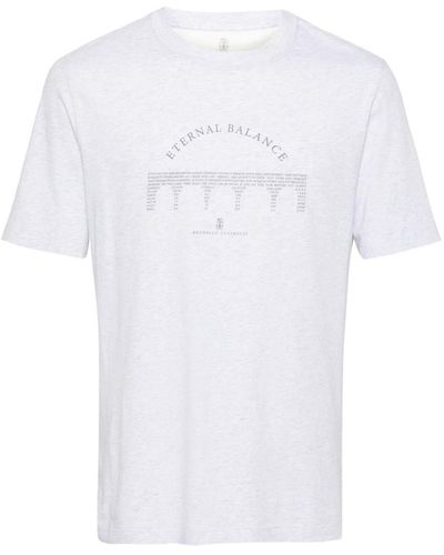 Brunello Cucinelli T-Shirt mit grafischem Print - Weiß