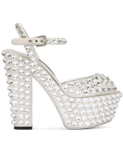 Dolce & Gabbana 130mm Rhinestone-embellished Platform Court Shoes - White