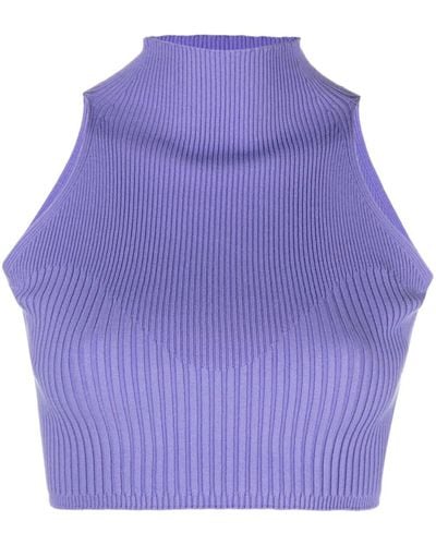 Aeron Knitted Crop Top - Purple
