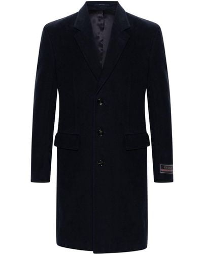 Gucci Einreihiger Mantel mit Logo-Applikation - Blau