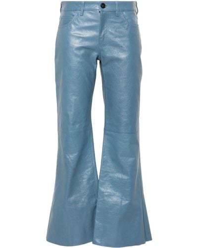 Marni Logo-appliqué leather flared trousers - Blau