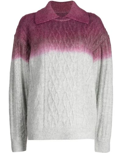 Adererror Gradient-effect Cable-knit Sweater - Purple