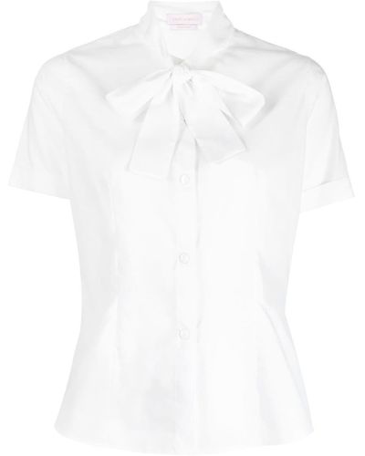 Saiid Kobeisy Camisa de popelina con lazo - Blanco