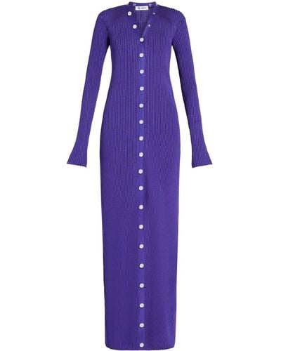 The Attico Ribbed-knit Cardigan Dress - Purple