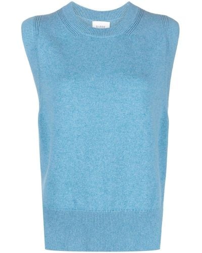 Barrie Sleeveless Knitted Cashmere Top - Blue