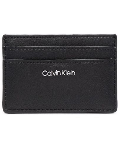 Calvin Klein アニマルフリーレザーカードケース - ブラック