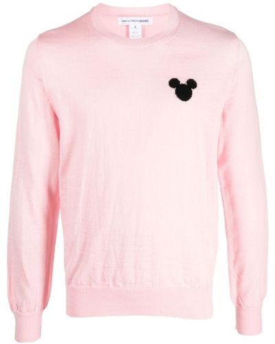 Comme des Garçons Mickey Mouse Logo Jumper - Pink