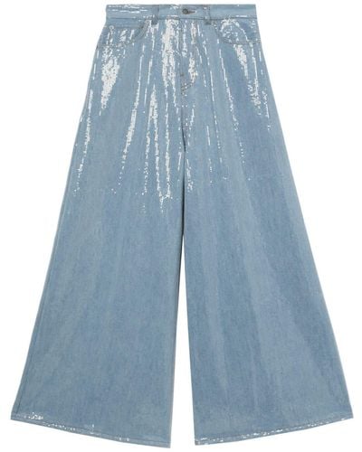 Haikure Sequinned Wide-leg Jeans - Blue
