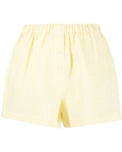 Forte Elasticated-waistband Striped Linen Shorts - Natural