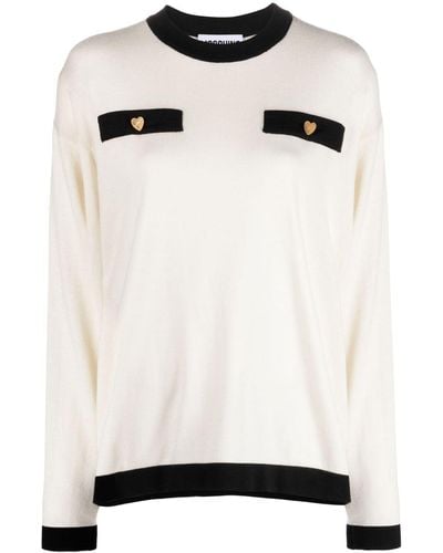 Moschino Two-tone Knitted Sweater - White