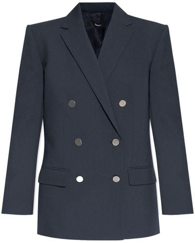 Theory Shoulder-pads Double-breasted Blazer - Blue