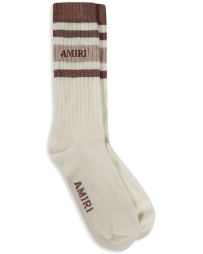 Amiri Gestreifte Socken mit Logo-Stickerei - Weiß