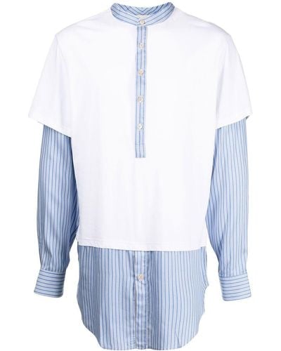Wales Bonner Camisa con paneles a rayas - Blanco