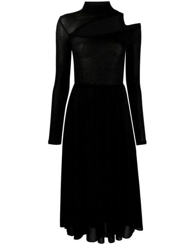 Patrizia Pepe Cut-out Detail Lurex Flared Dress - Black