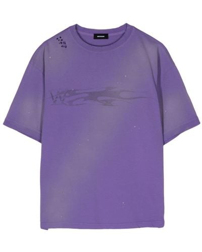 we11done T-shirt en coton à imprimé graphique - Violet