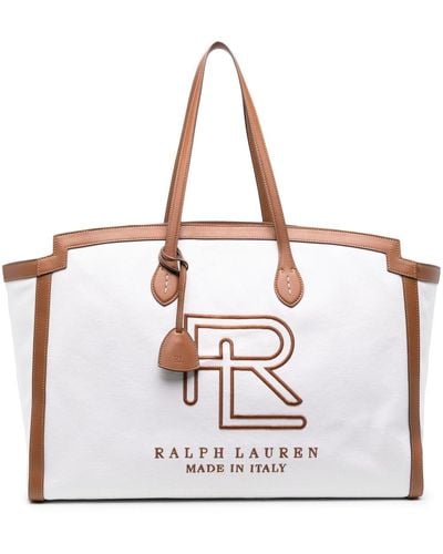 Ralph Lauren Collection Bolso de hombro con logo estampado - Blanco