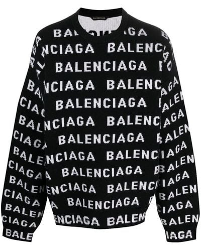 Balenciaga ジャカードロゴ セーター - ブラック