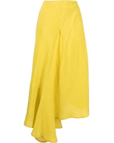 Colville Asymmetric Draped Midi Skirt - Yellow